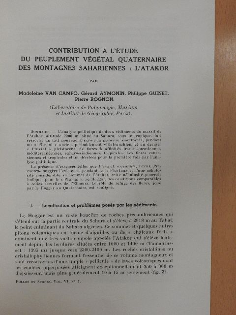 Eszter Nagy - Contribution a l'étude du peuplement végétal quaternaire des montagnes sahariennes: L'atakor [antikvár]