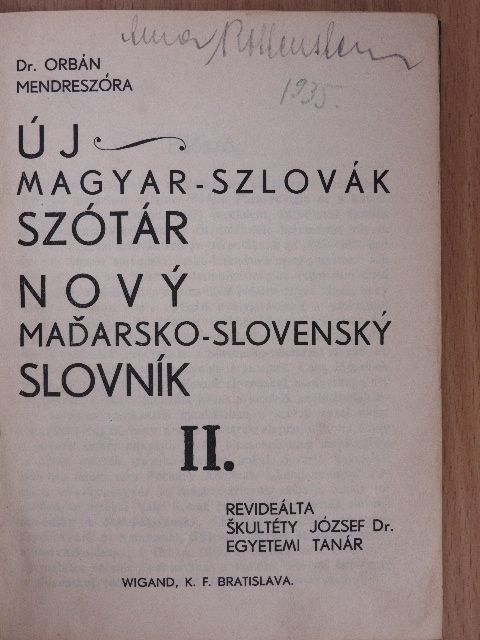 Dr. Orbán - Új magyar-szlovák szótár II. [antikvár]