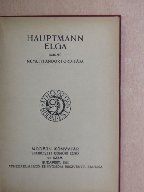 Hauptmann - Elga [antikvár]