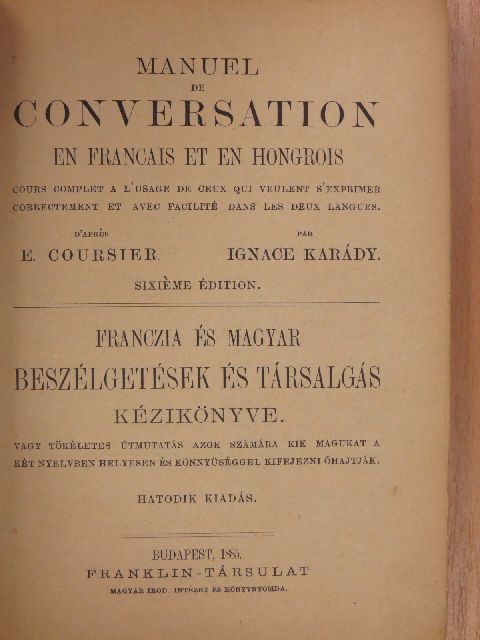 E. Coursier - Franczia és magyar beszélgetések és társalgás kézikönyve [antikvár]