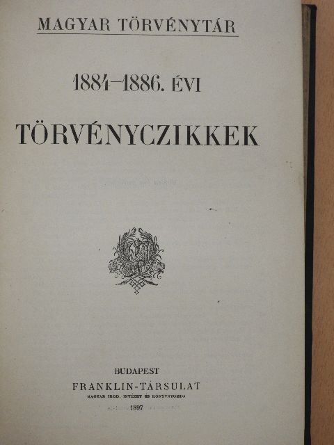 1884-1886. évi törvényczikkek [antikvár]