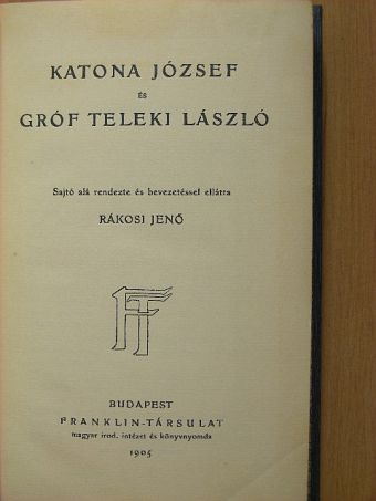 Gróf Teleki László - Katona József és Gróf Teleki László [antikvár]