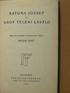 Gróf Teleki László - Katona József és Gróf Teleki László [antikvár]