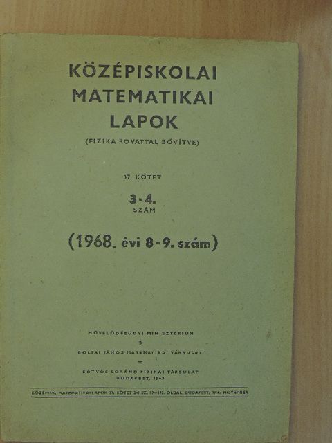 Gaál István - Középiskolai matematikai lapok 1968/8-9. [antikvár]