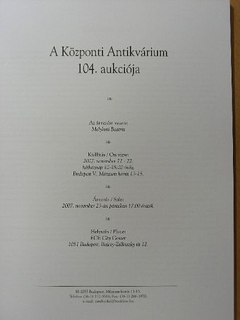 A Központi Antikvárium 104. aukciója [antikvár]