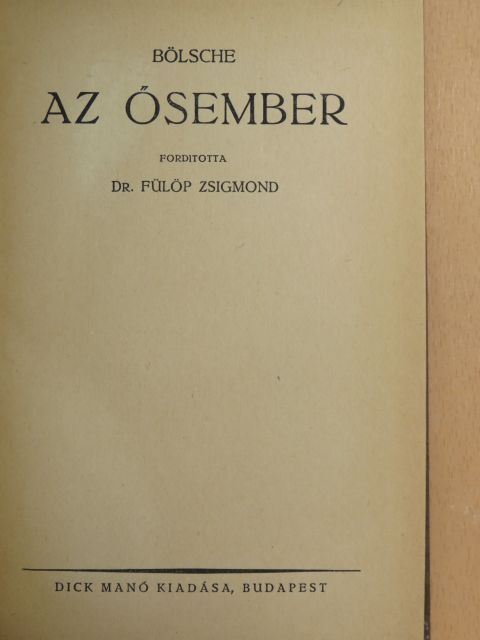 Bölsche - Az ősember [antikvár]