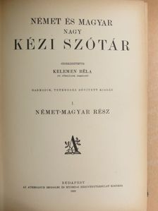 Német és magyar nagy kézi szótár I. [antikvár]