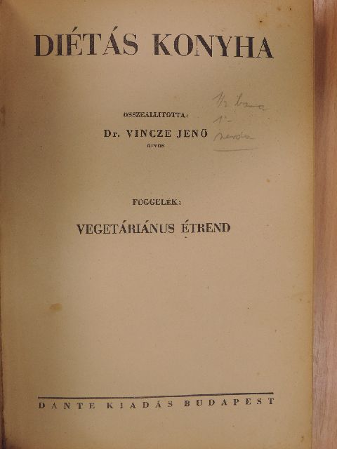 Dr. Vincze Jenő - Diétás konyha [antikvár]