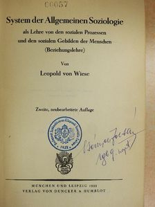 Leopold von Wiese - System der Allgemeinen Soziologie [antikvár]