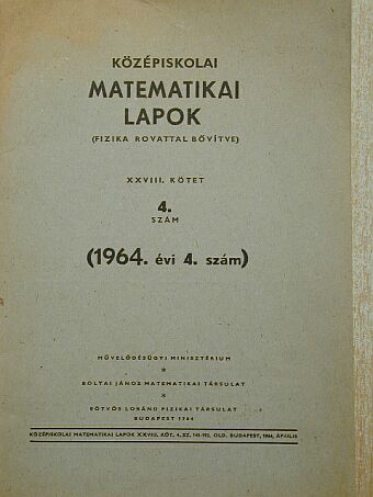Hajós György - Középiskolai matematikai lapok 1964/4. [antikvár]