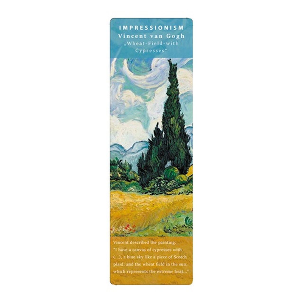P0130 - 1406 - Könyvjelző Fridolin Impresszionizmus, ´Van Gogh/Ciprusok´