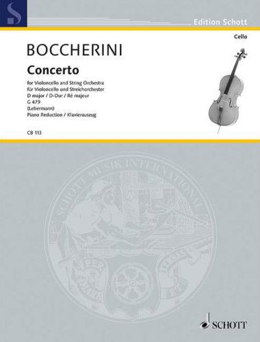 BOCCHERINI - CONCERTO FOR VIOLONCELLO AND STRINGORCHESTRA D MAJOR G 479, PIANO REDUCTION (LEBERMANN)