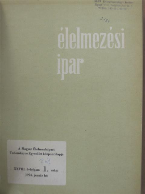 Babos Zoltán - Élelmezési ipar 1974-75. január-december [antikvár]