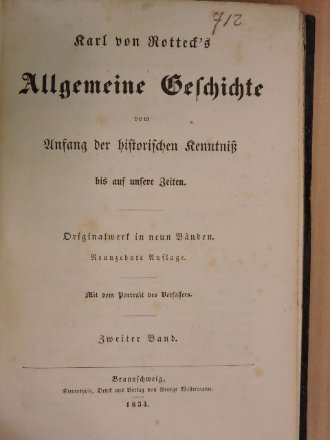 Karl von Rotteck - Allgemeine Geschichte vom Anfang der historischen Kenntniss bis auf unsere Zeiten II. (gótbetűs) [antikvár]
