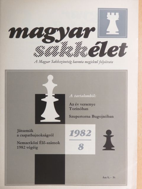 Barcza Gedeon - Magyar Sakkélet 1982. augusztus [antikvár]
