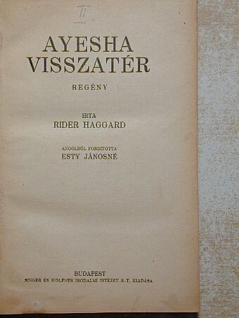 Rider Haggard - Ayesha visszatér [antikvár]