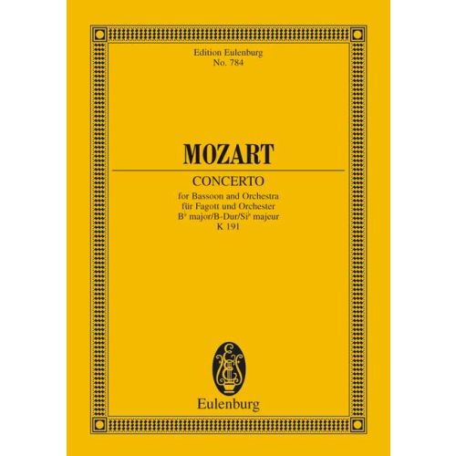MOZART, W,A, - BASSOON CONCERTO Bb MAJOR KV 191, TASCHENPARTITUR (VICTOR JUNK), ANTIKVÁR