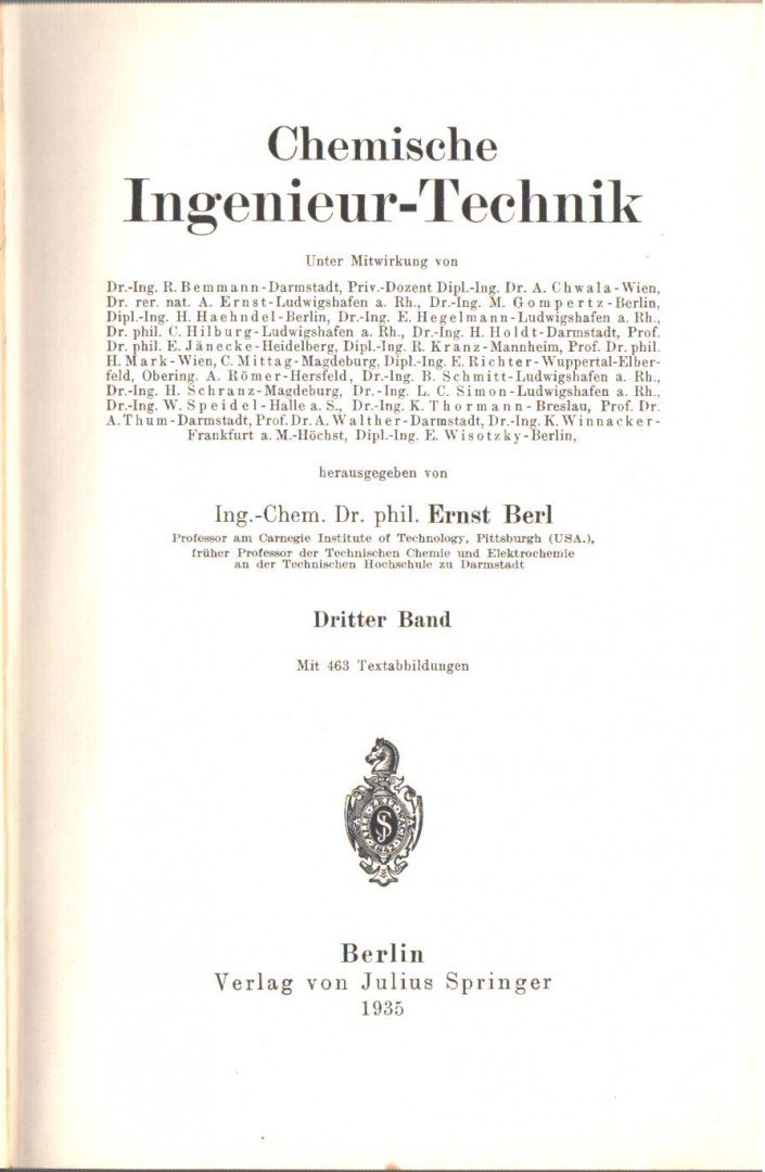 Ernst Berl - Chemische Ingenieur-Technik III. [antikvár]