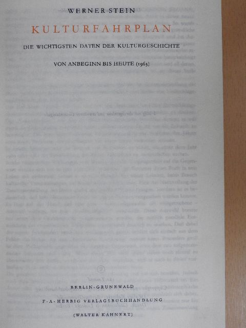 Werner Stein - Kulturfahrplan [antikvár]