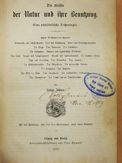 Julius Zöllner - Die Kräfte der Natur und ihre Benutzung (gótbetűs) [antikvár]