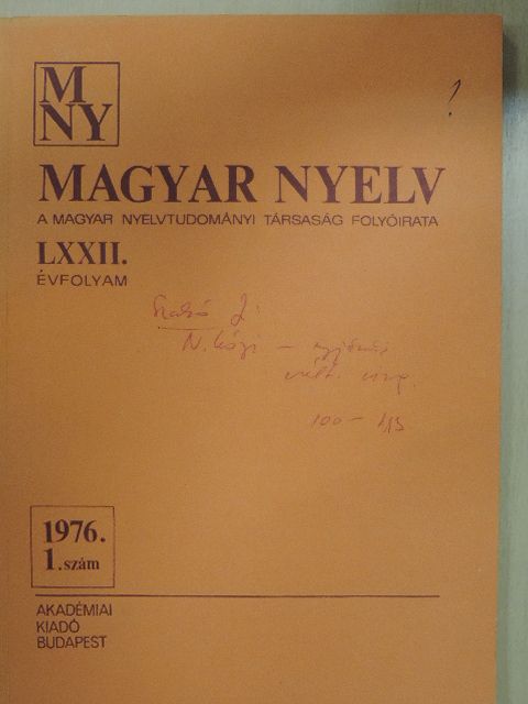 Antal László - Magyar Nyelv 1976/1. [antikvár]