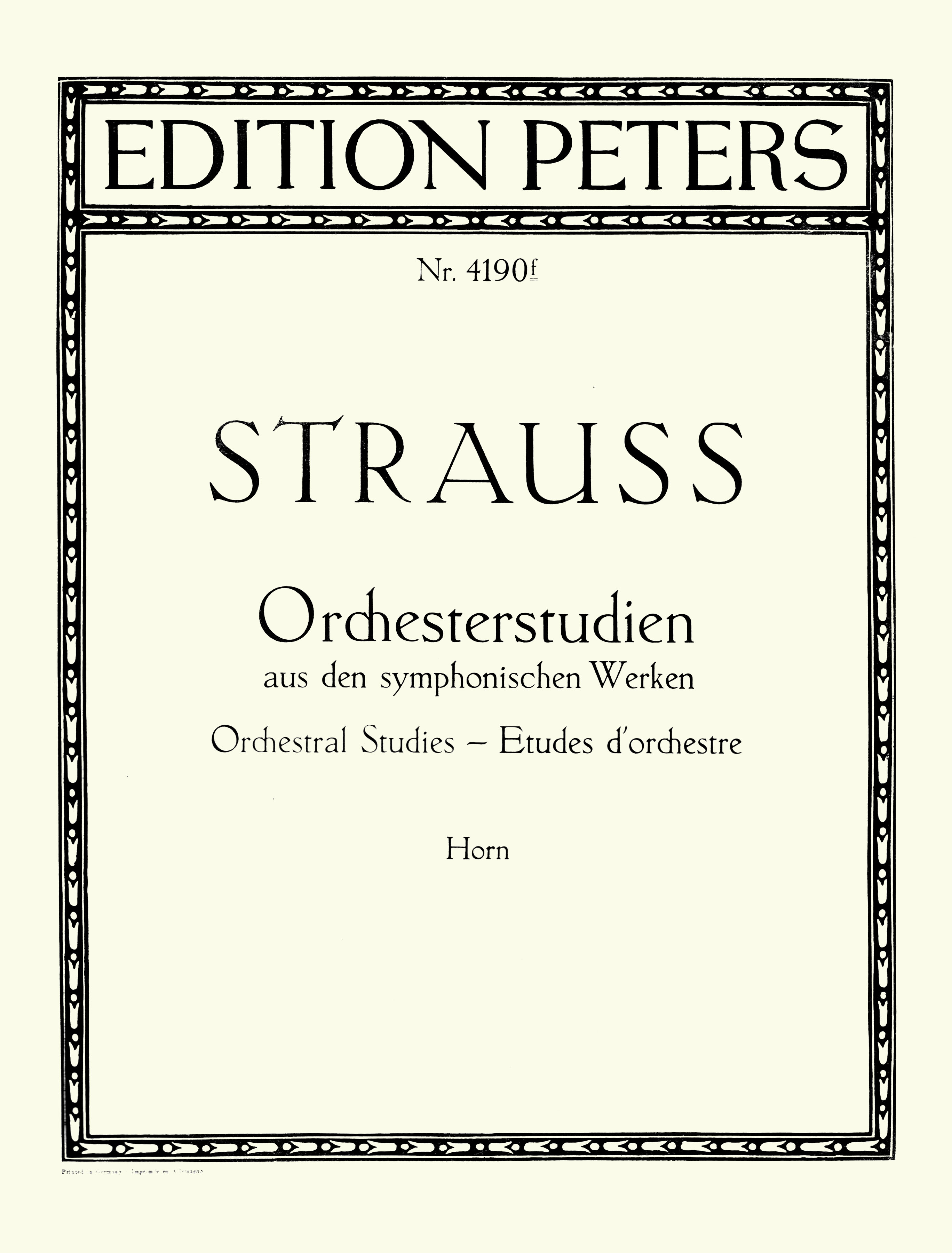 STRAUSS RICHARD - ORCHESTERSTUDIEN AUS DEN SYMPHONISCHEN WERKEN HORN