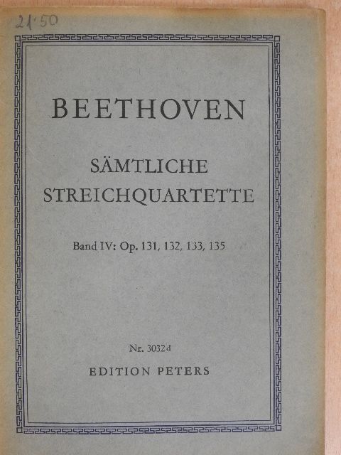 Beethoven - Sämtliche Streichquartette IV [antikvár]