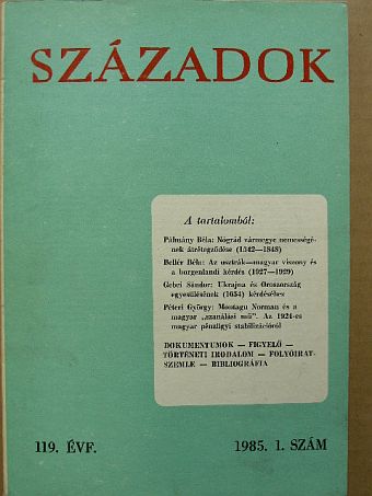 Bellér Béla - Századok 1985/1. [antikvár]