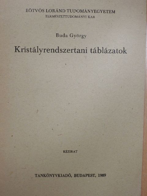 Buda György - Kristályrendszertani táblázatok [antikvár]