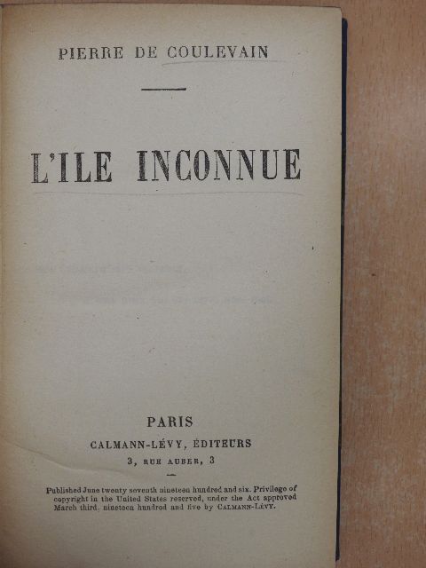 Pierre de Coulevain - L'ile inconnue [antikvár]