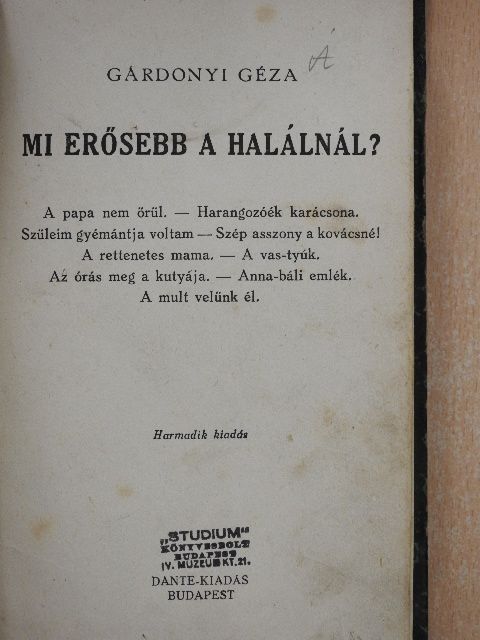 Gárdonyi Géza - Mi erősebb a halálnál? [antikvár]