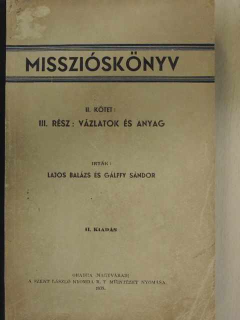 Gálffy Sándor - Misszióskönyv II. [antikvár]