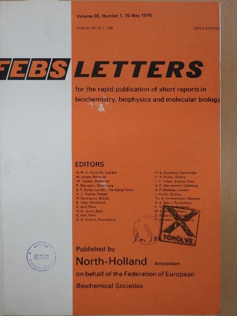 F. Ardeshir - Febs Letters Volume 65, Number 1-3./Volume 66, Number 1-2. [antikvár]