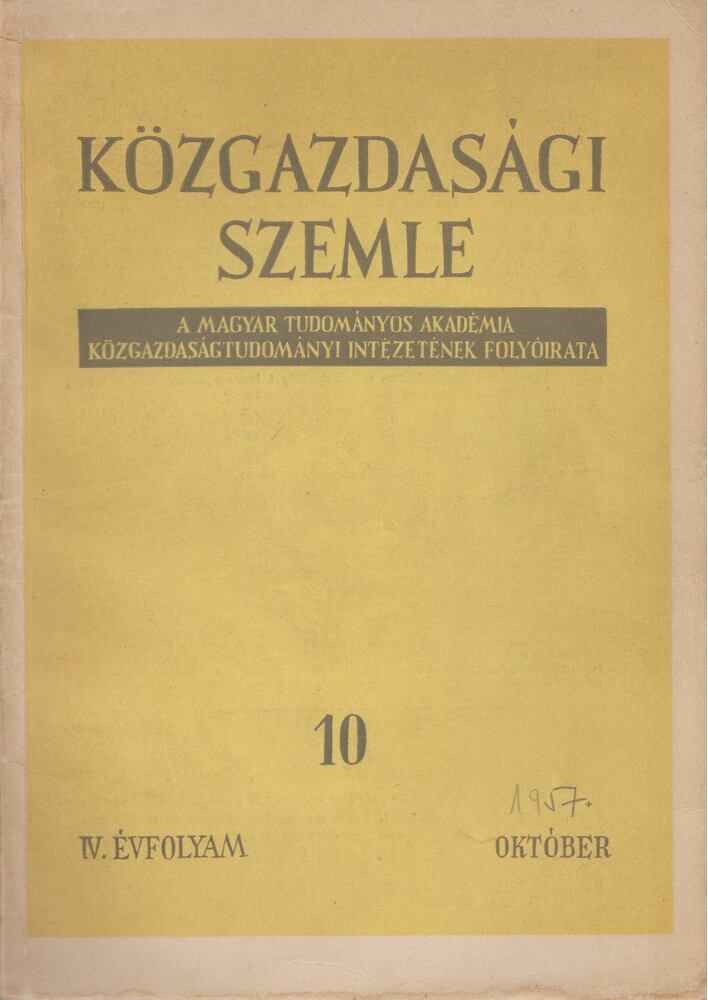 Fekete Ferenc - Közgazdasági Szemle 1957. október [antikvár]
