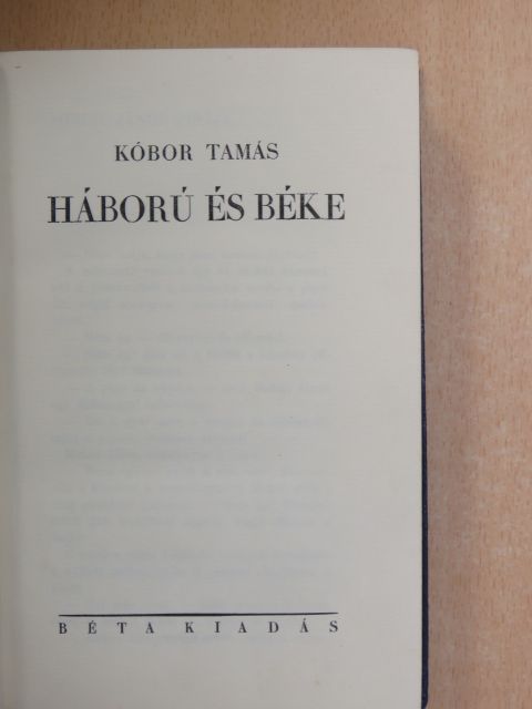 Kóbor Tamás - Háború és béke [antikvár]