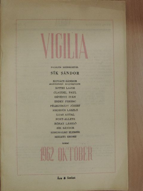 Bittei Lajos - Vigilia 1962. október [antikvár]