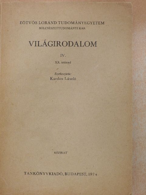 B. Mészáros Vilma - Világirodalom IV. [antikvár]