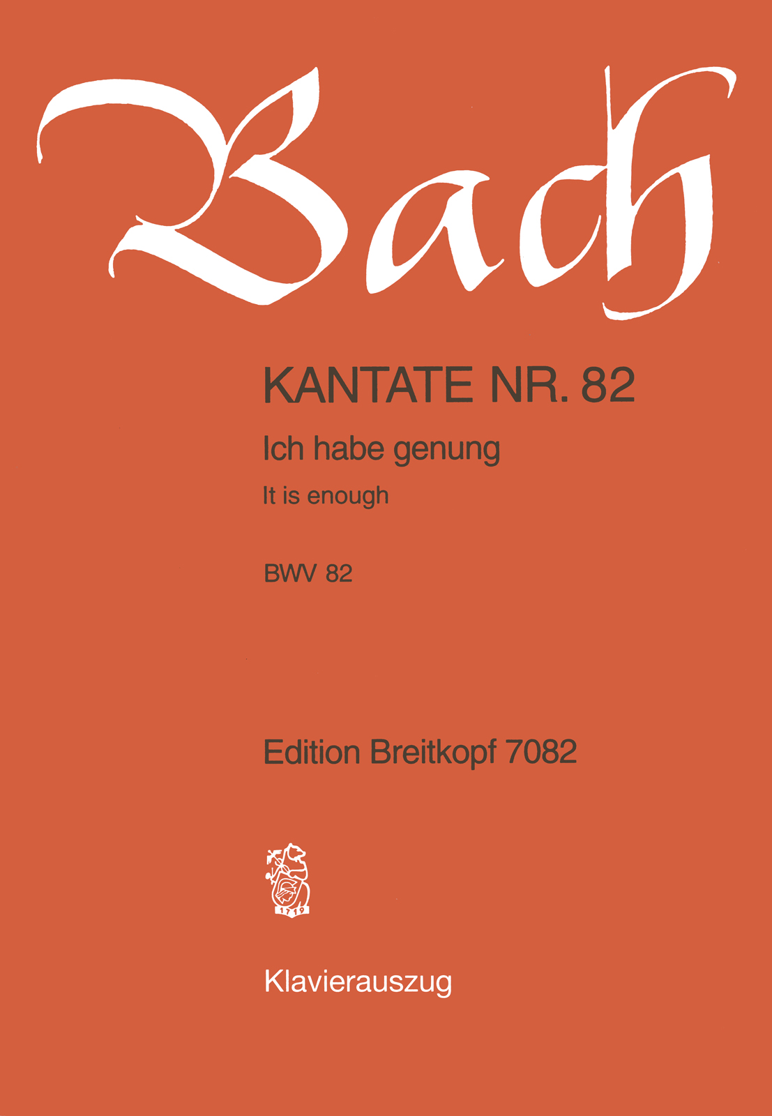 J. S. Bach - KANTATE NR.82 ICH HABE GENUNG BWV 82 KLAVIERAUSZUG (GÜNTER RAPHAEL)