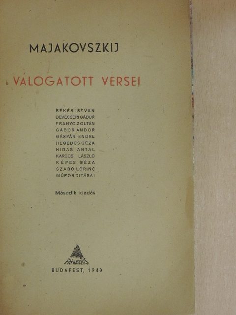 Vlagyimir Majakovszkij - Majakovszkij válogatott versei [antikvár]