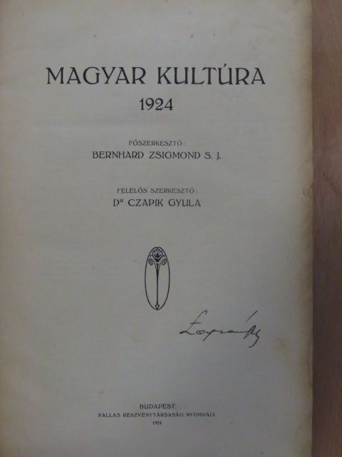 Magyar Kultúra 1924. január-december [antikvár]