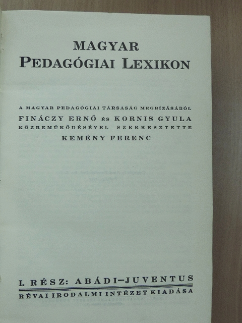 Magyar Pedagógiai Lexikon I. (töredék) [antikvár]