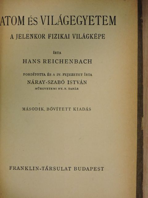 Hans Reichenbach - Atom és világegyetem [antikvár]
