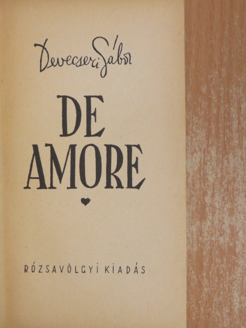 Devecseri Gábor - De Amore [antikvár]