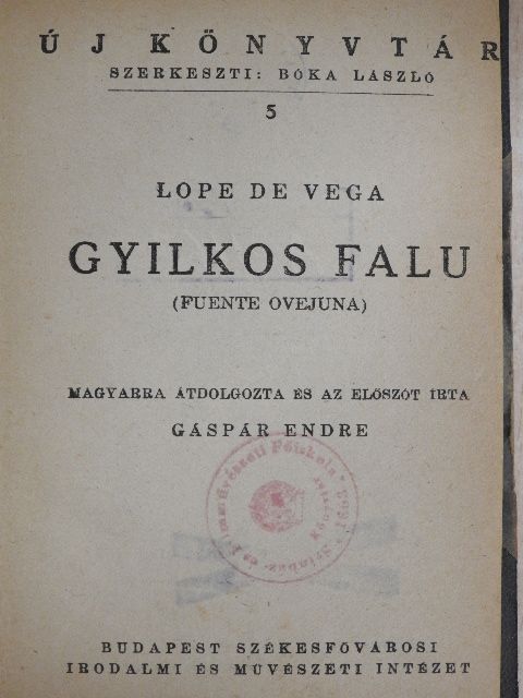Lope de Vega - Gyilkos falu [antikvár]
