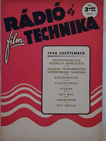 Rádió és filmtechnika 1948. szeptember [antikvár]