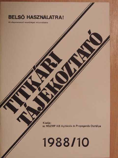 Titkári tájékoztató 1988/10. [antikvár]