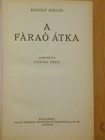 Rudolf Stratz - A fáraó átka [antikvár]