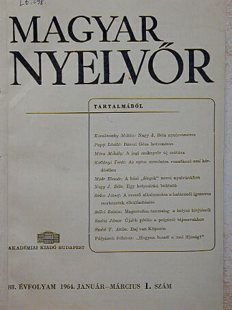 Áprily Lajos - Magyar Nyelvőr 1964. január-december [antikvár]