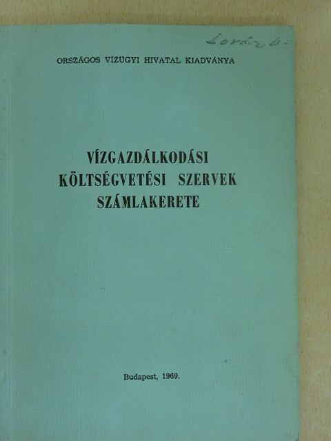 Vízgazdálkodási költségvetési szervek számlakerete [antikvár]