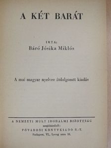 Báró Jósika Miklós - A két barát [antikvár]